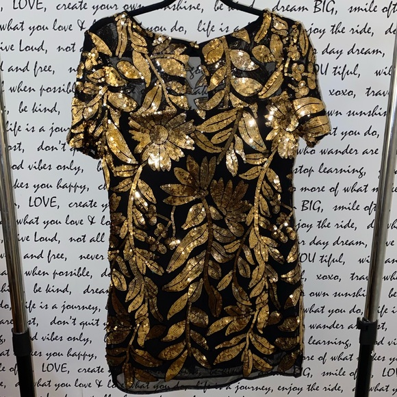 MAEVE SHORT-SLEEVE SHEER EMBELLISHED MINI DRESS - Picture 9 of 10